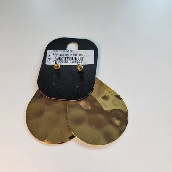 CLEARANCE NWOT Freedom Topshop Large Hammered Gold Tone Pierced Earrings - Picture 3 of 6